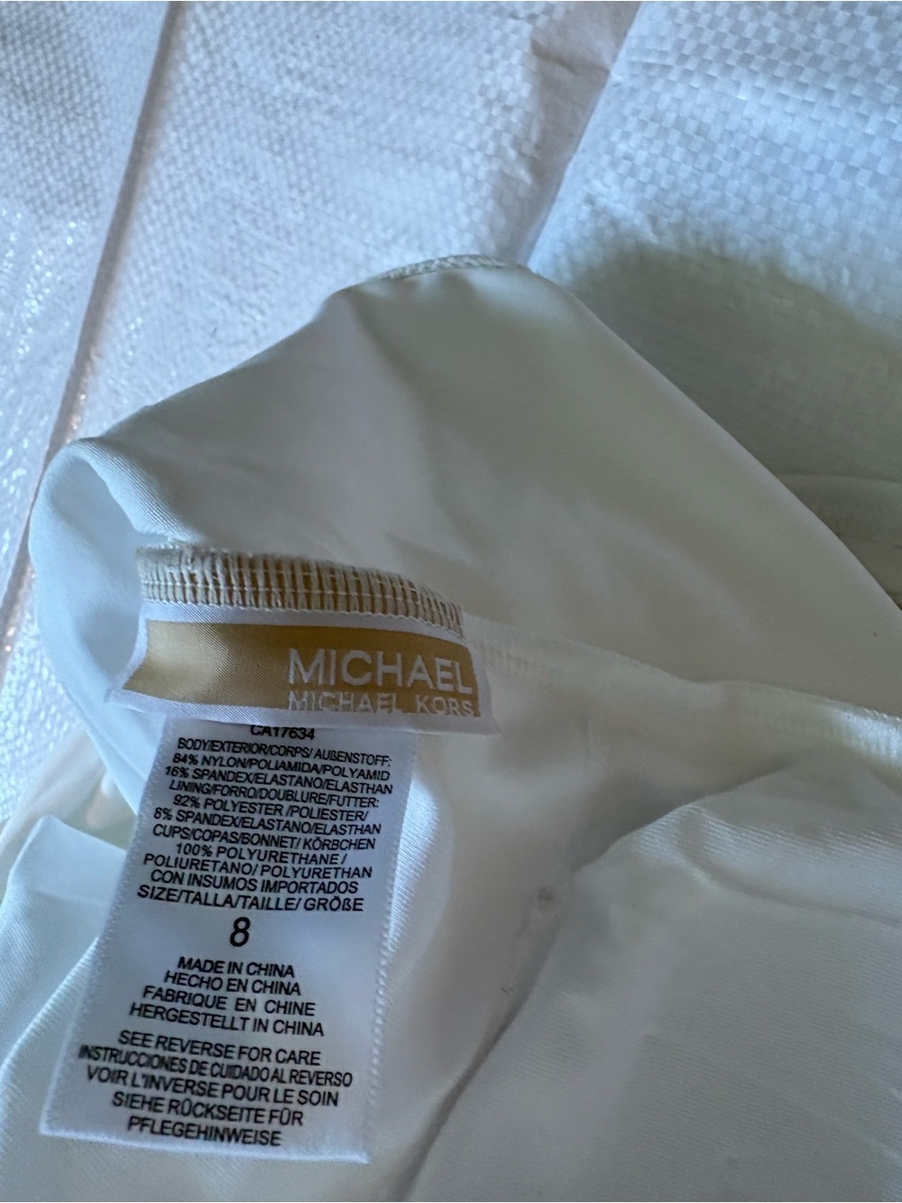 Michael Kors White Lace Up Grommet One Piece Swimsuit MM3Q456 Womens Size 8 NEW - Picture 5 of 5